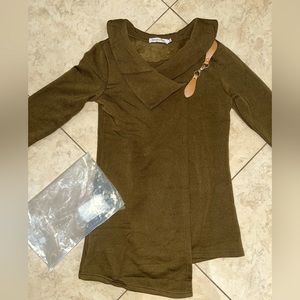 Brown/Olive Long Sleeve Top, by Miss Look, Size S Brand New, Original Packaging